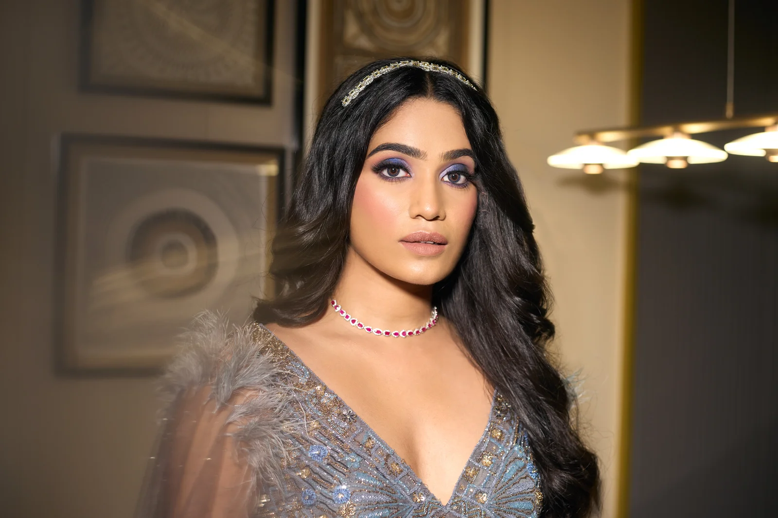 Colorful quirky bridal look